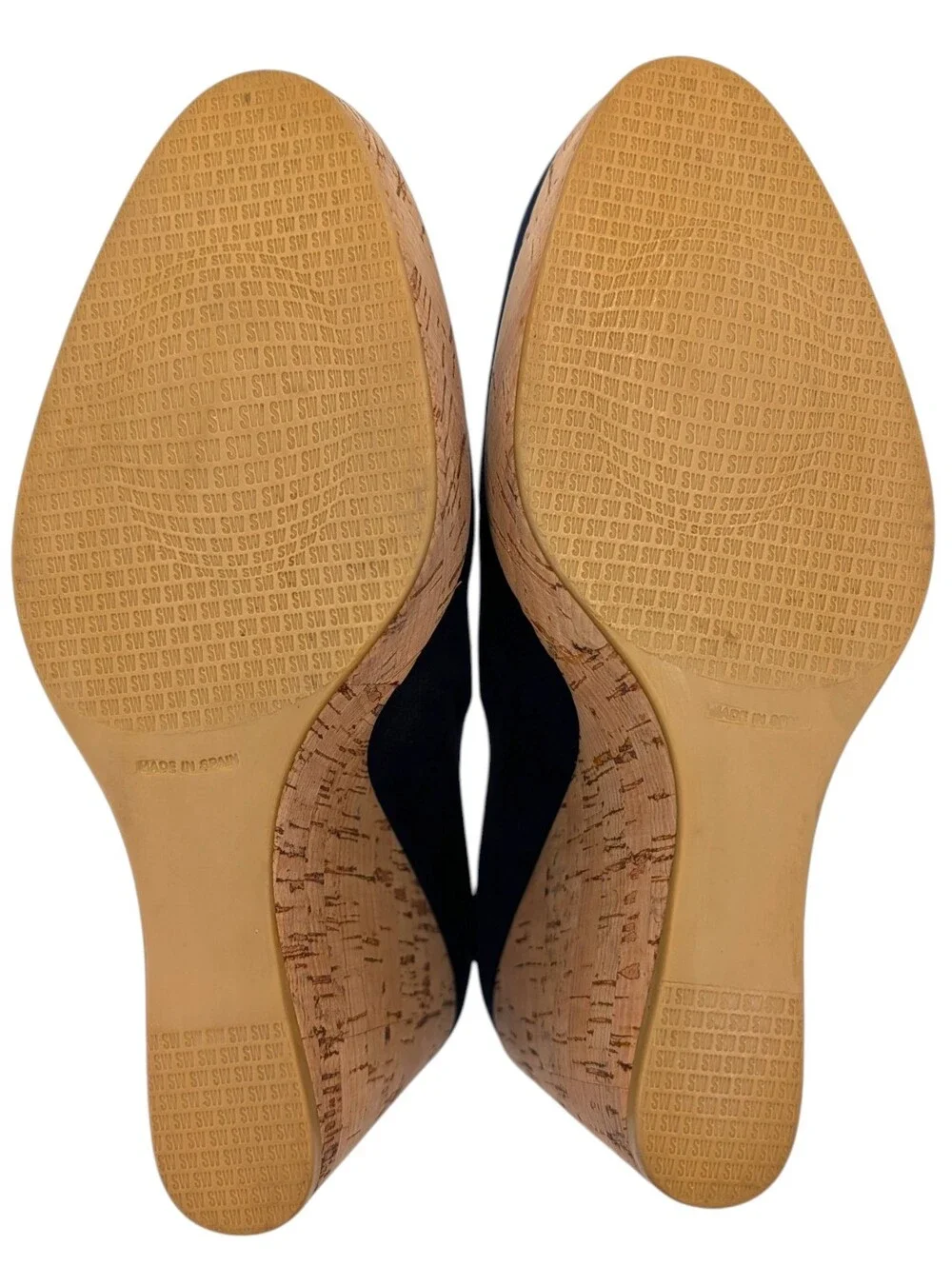 Stuart Weitzman Size 11 N Corkswoon Navy Blue Genuine Suede Cork Wedge Pump Heel